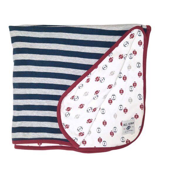 Just One You Carter's All Star Football Striped Double Sided Security Blanket - Picture 2 of 5